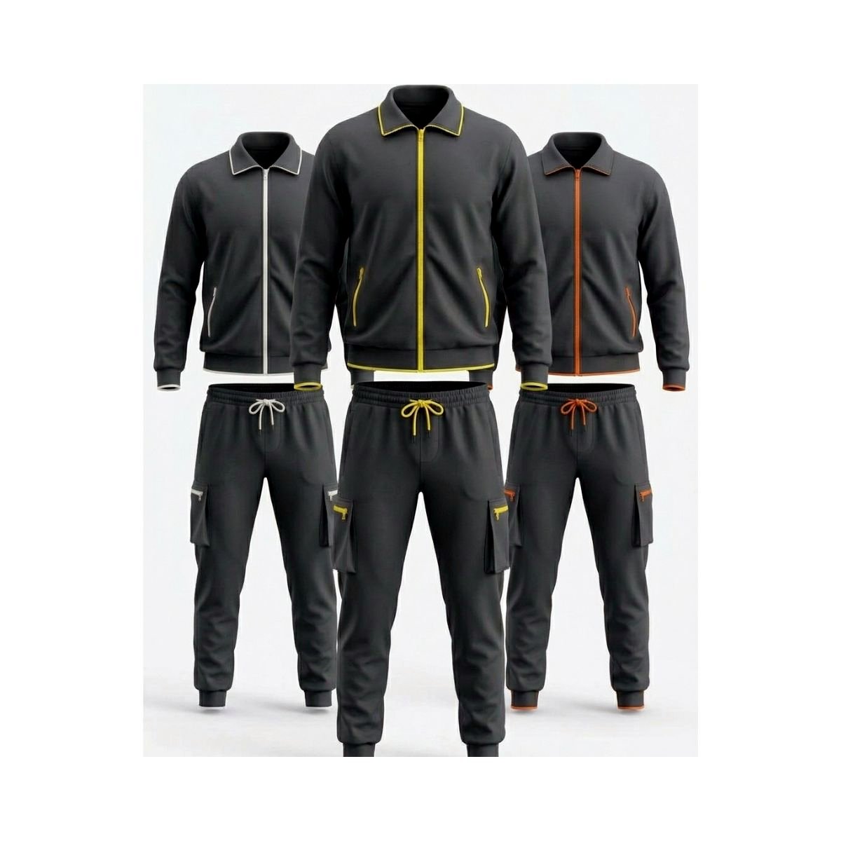 Men and Women cargo tracksuit, Matching tracksuit set, Unisex streetwear set, Full zip track jacket,