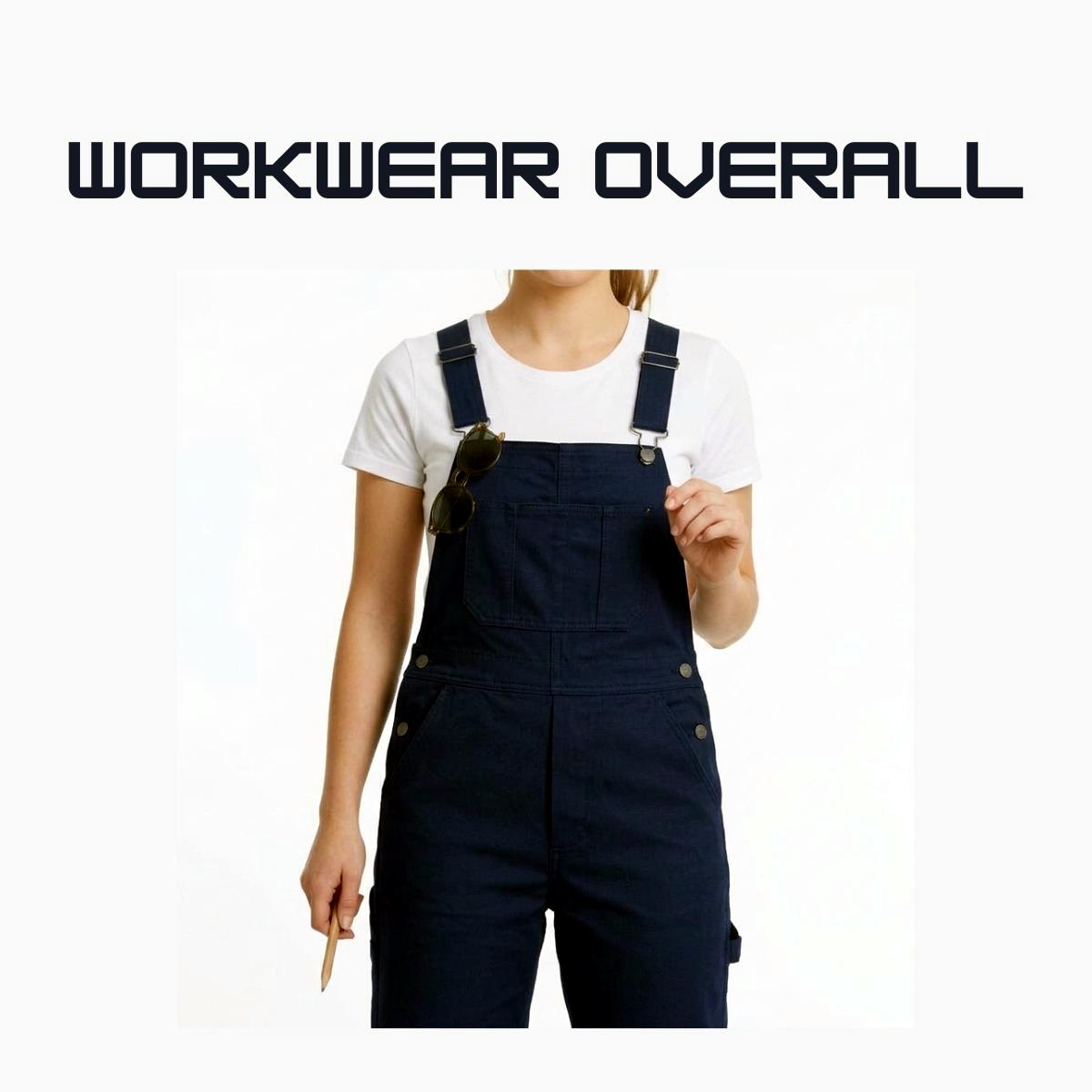 Unisex Cotton Twill Utility Dungarees - Workwear Cargo Overalls for Men & Women (Navy Blue)