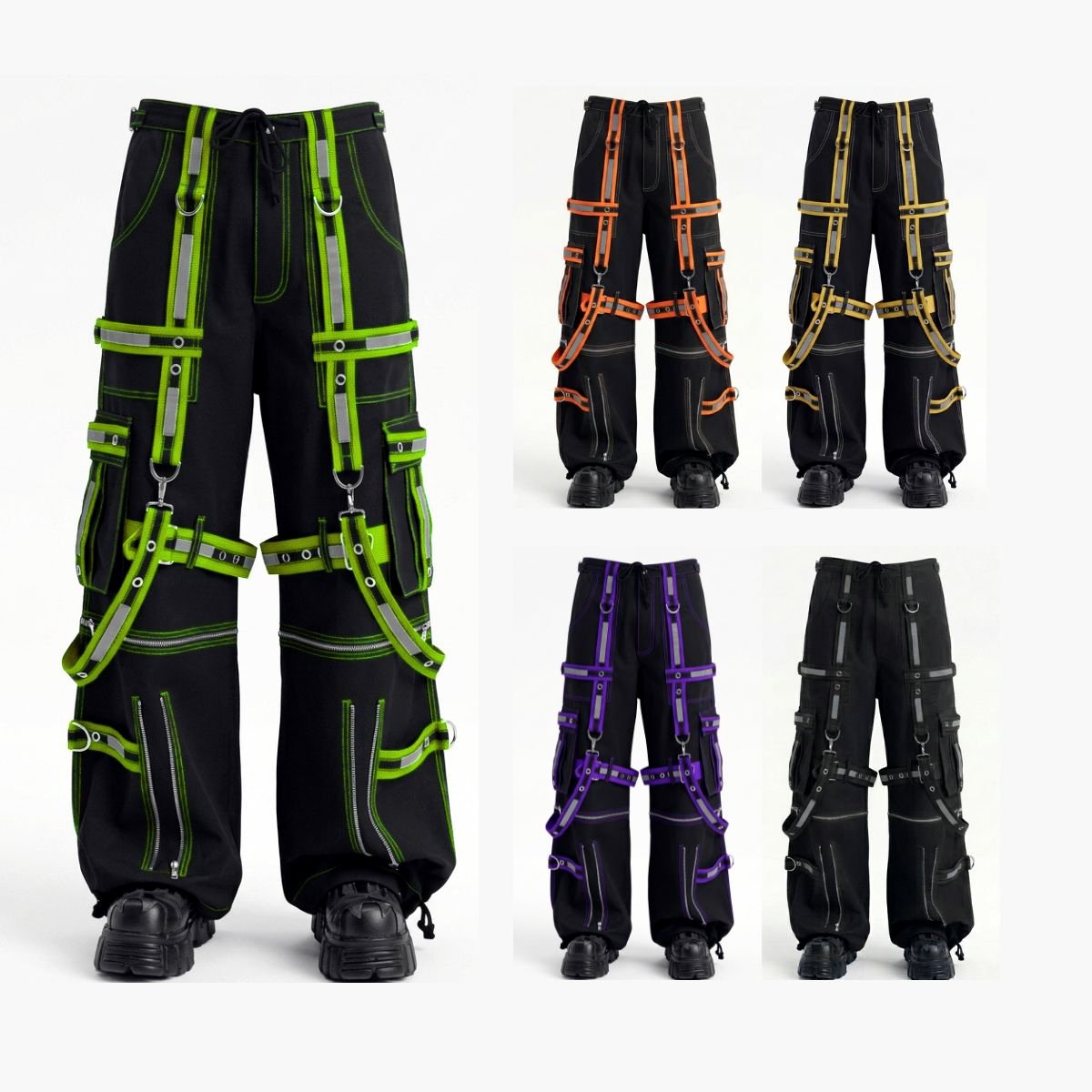 Cyberpunk Convertible Harness Cargo Pants |Gothic Pant for Mens & Womens |Gothic Trouser with Straps